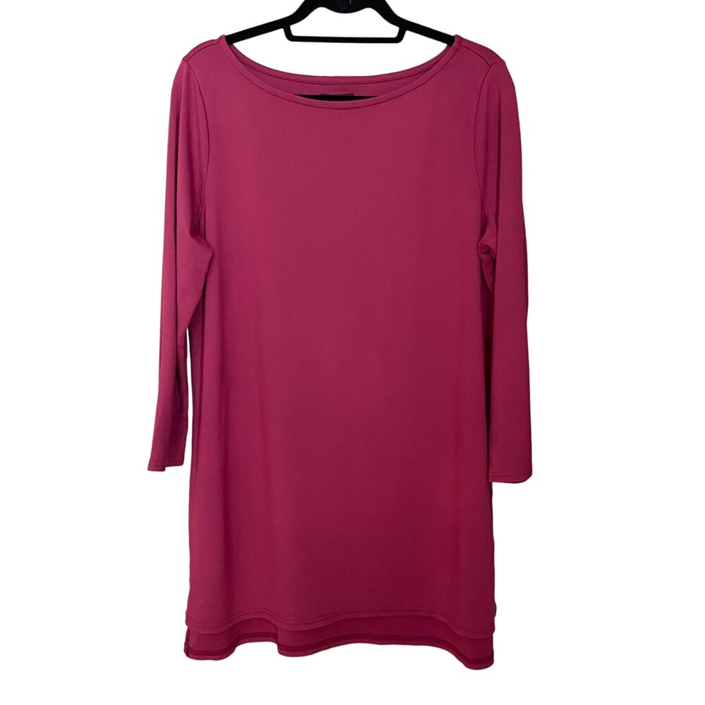 Halogen Womens Size 1 Bateau Neck Tunic Top Split Side Quarter Sleeve - Picture 2 of 7